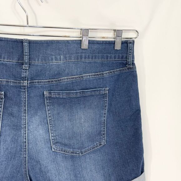 So Plus Size 20 Denim Shorts Midi Mid Rise Cuffed Stretch Blue Denim 1499 - Picture 8 of 12